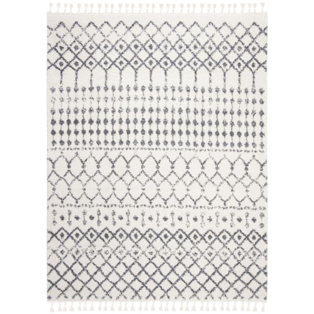 Safavieh 9 ft 10 in. x 14 ft Berber Fringe Shag Contemporary Rectangle Area Rug; Cream & Dark Grey BFG540A-10